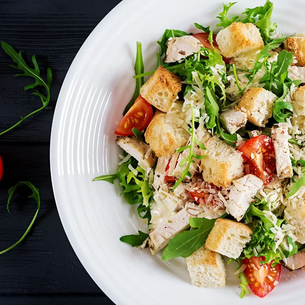 Caesar Salad Recipe: A classic, fresh salad with crisp romaine lettuce, crunchy croutons, Parmesan cheese, and a creamy Caesar dressing.