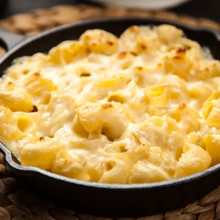 A creamy bowl of macaroni and cheese, with perfectly cooked pasta and a rich, cheesy sauce.