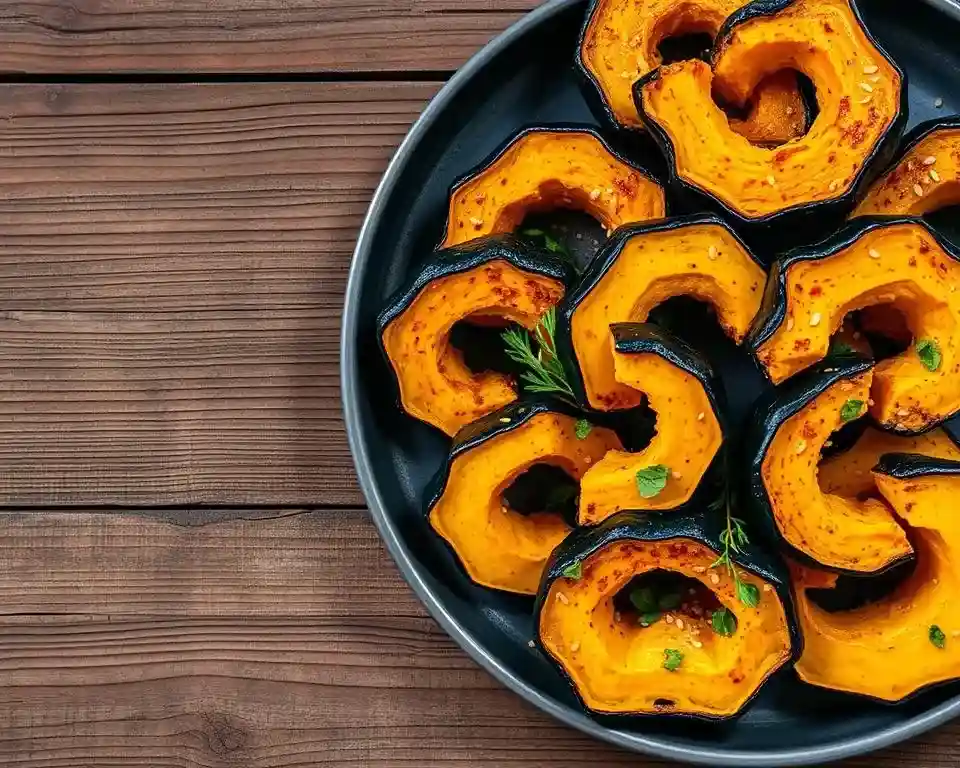 A delicious plate of kabocha squash, cooked with savory seasonings, herbs, and vegetables, showcasing a vegan Chinese-inspired dish.