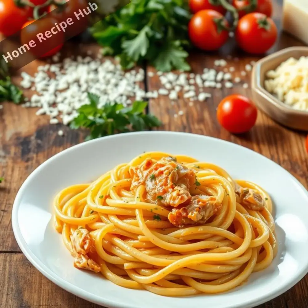 A creamy and flavorful Marry Me Chicken Pasta, featuring tender chicken, sun-dried tomatoes, and a rich parmesan sauce over pasta.