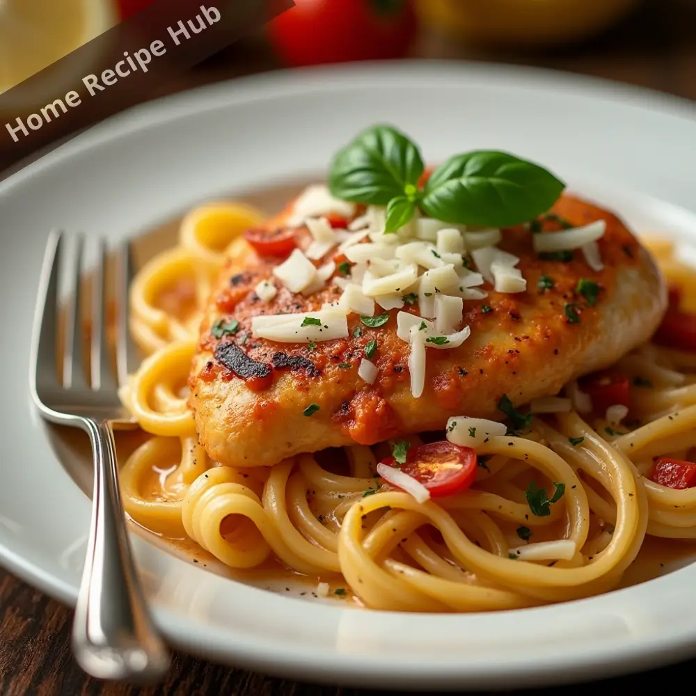 A creamy and flavorful Marry Me Chicken Pasta, featuring tender chicken, sun-dried tomatoes, and a rich parmesan sauce over pasta.