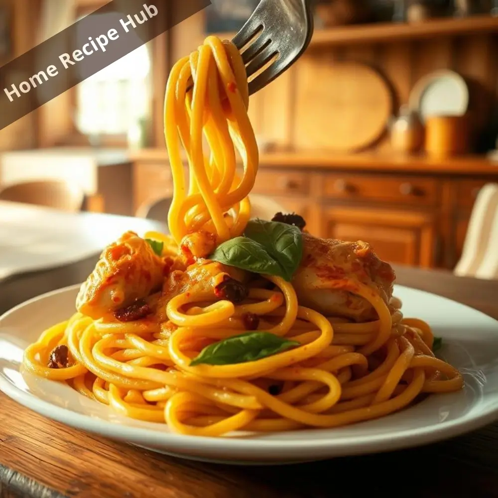 A creamy and flavorful Marry Me Chicken Pasta, featuring tender chicken, sun-dried tomatoes, and a rich parmesan sauce over pasta.