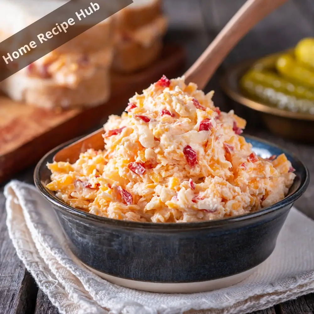 Classic and creamy old fashioned pimento cheese recipe with cheddar and pimentos.