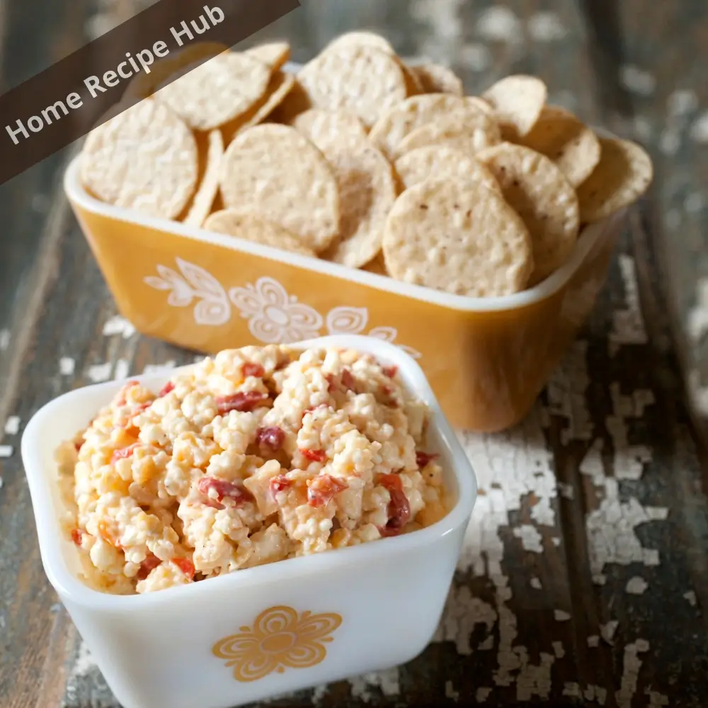 Classic and creamy old fashioned pimento cheese recipe with cheddar and pimentos.