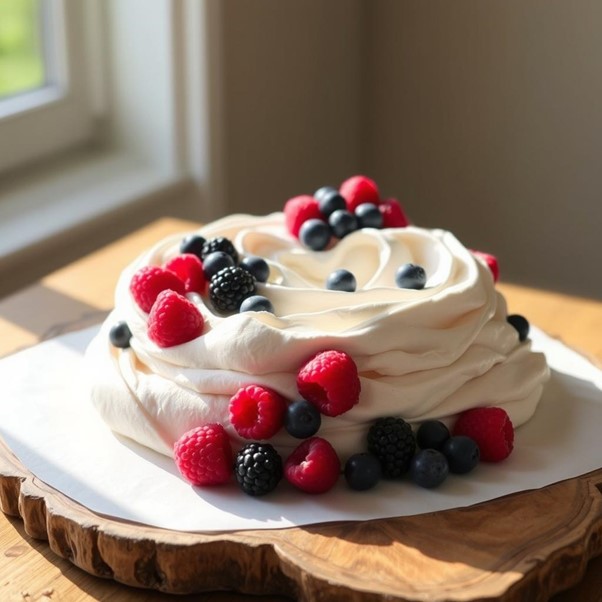 Delicious pavlova recipe with crispy meringue and fresh fruit