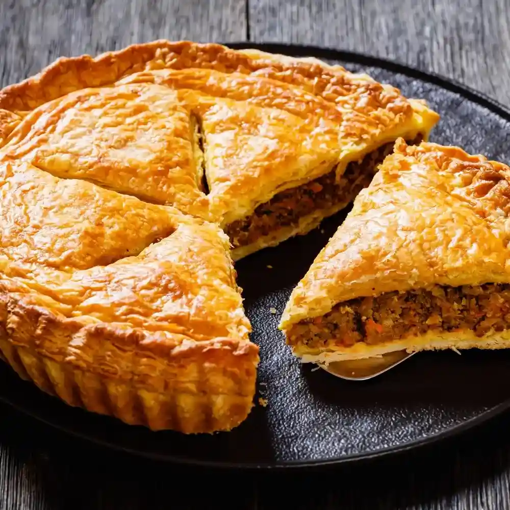 Ground Beef Pie with savory crust and filling.